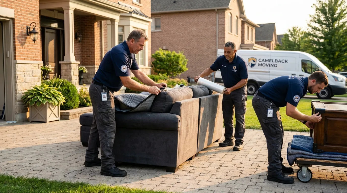 Large estate moving crew wrapping furniture in Urbana, IA